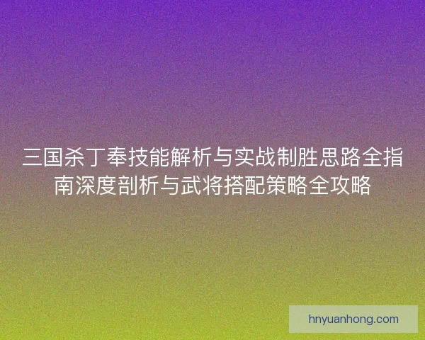 三国杀丁奉技能解析与实战制胜思路全指南深度剖析与武将搭配策略全攻略